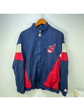 Vintage 90s Starter Cleveland Indians Chief Windbreaker XL